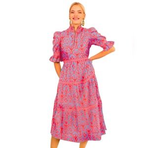 NWT: Gretchen Scott Teardrop Midi Dress - Wall of Secrets (Periwinkle/Coral, XS)